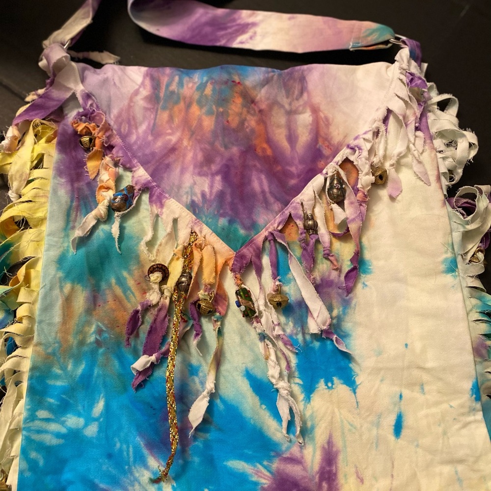 Tye dye homemade messenger style bag